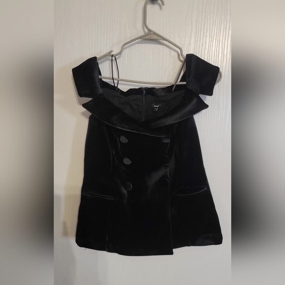 Express Velvet Off The Shoulder Faux Double Breasted Top Size M - Picture 5 of 11